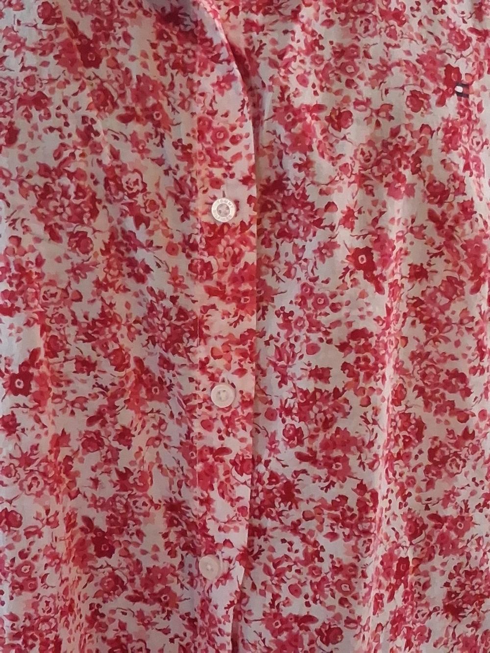Tommy Hilfiger Red Floral Sleeveless Button-Down Shirt Womens Size XL - Picture 2 of 6
